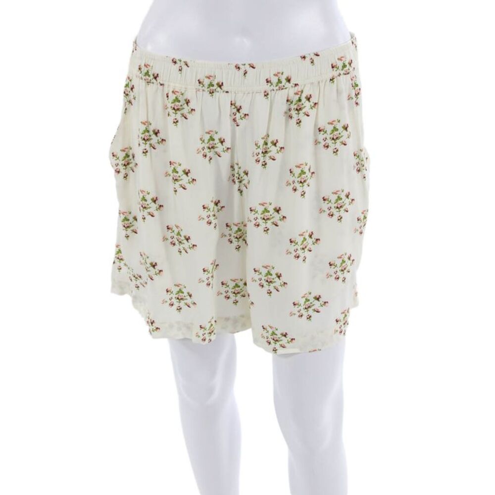 Kule Unisex Floral Rayon Drawstring Shorts White Size L